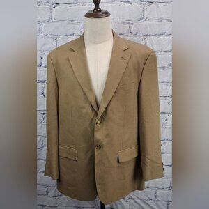 Stafford Men's Blazer Sport Coat Vintage Y2K 90s Beige Camel Gold Btns Wool 42R